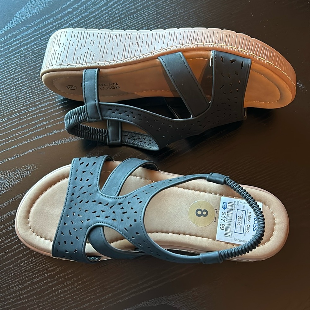 New black sandals size eight